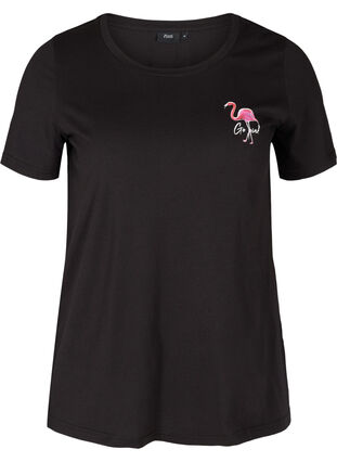 T-shirt med tryck, Black Flamingo, Packshot image number 0