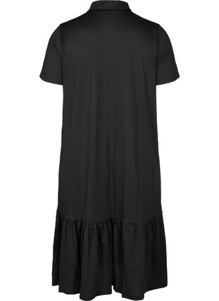 Midiklänning med korta ärmar och knappar, Black, Packshot image number 1