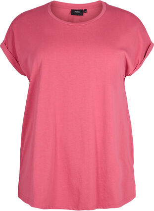 Kortärmad t-shirt i bomullsmix, Rasperry Pink, Packshot image number 0