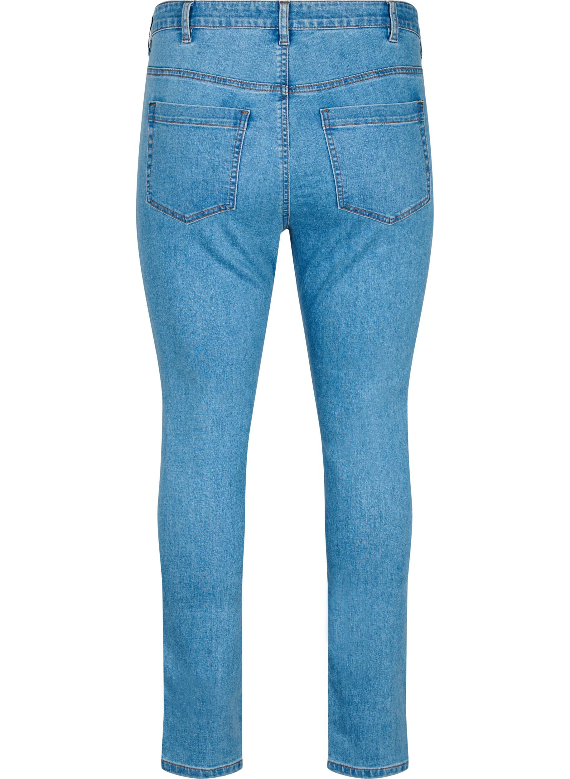 Zizzi Amy jeans med h&ouml;g midja och super slim fit, Bl&aring;, Packshot image number 1