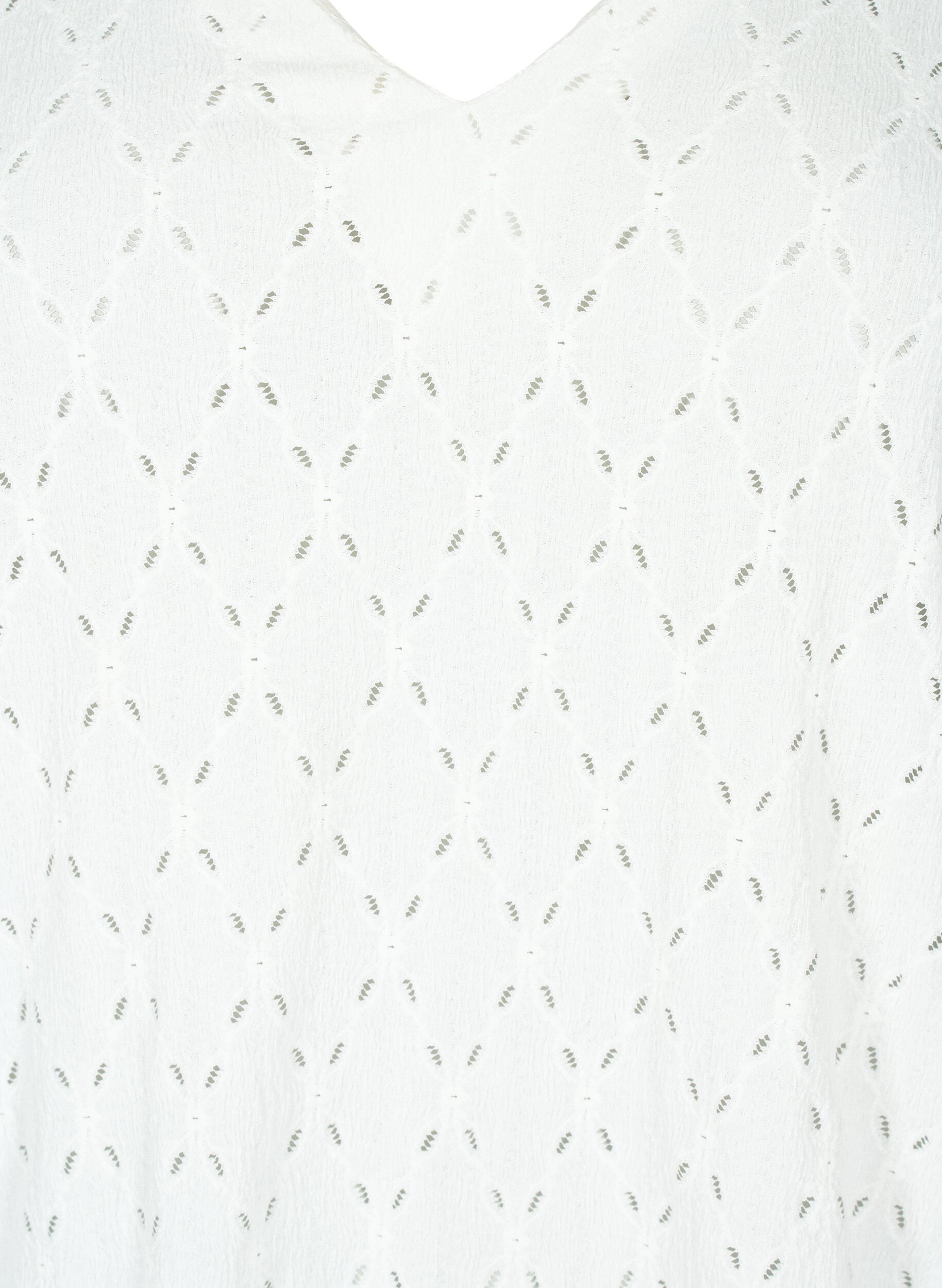 Zizzi Blus med V-ringning och h&aring;lm&ouml;nster, Off White, Packshot image number 2