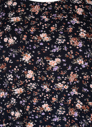 Kortärmad viskosklänning med mönster, Black Small Flower, Packshot image number 2