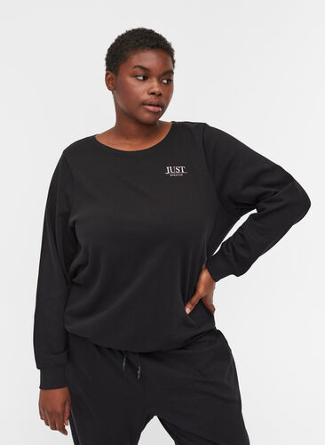 Cool sweatshirt med tryck, Black, Model image number 0