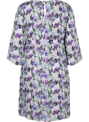 Plisserad klänning med mönster och knytband, Purple Flower Mix, Packshot image number 1