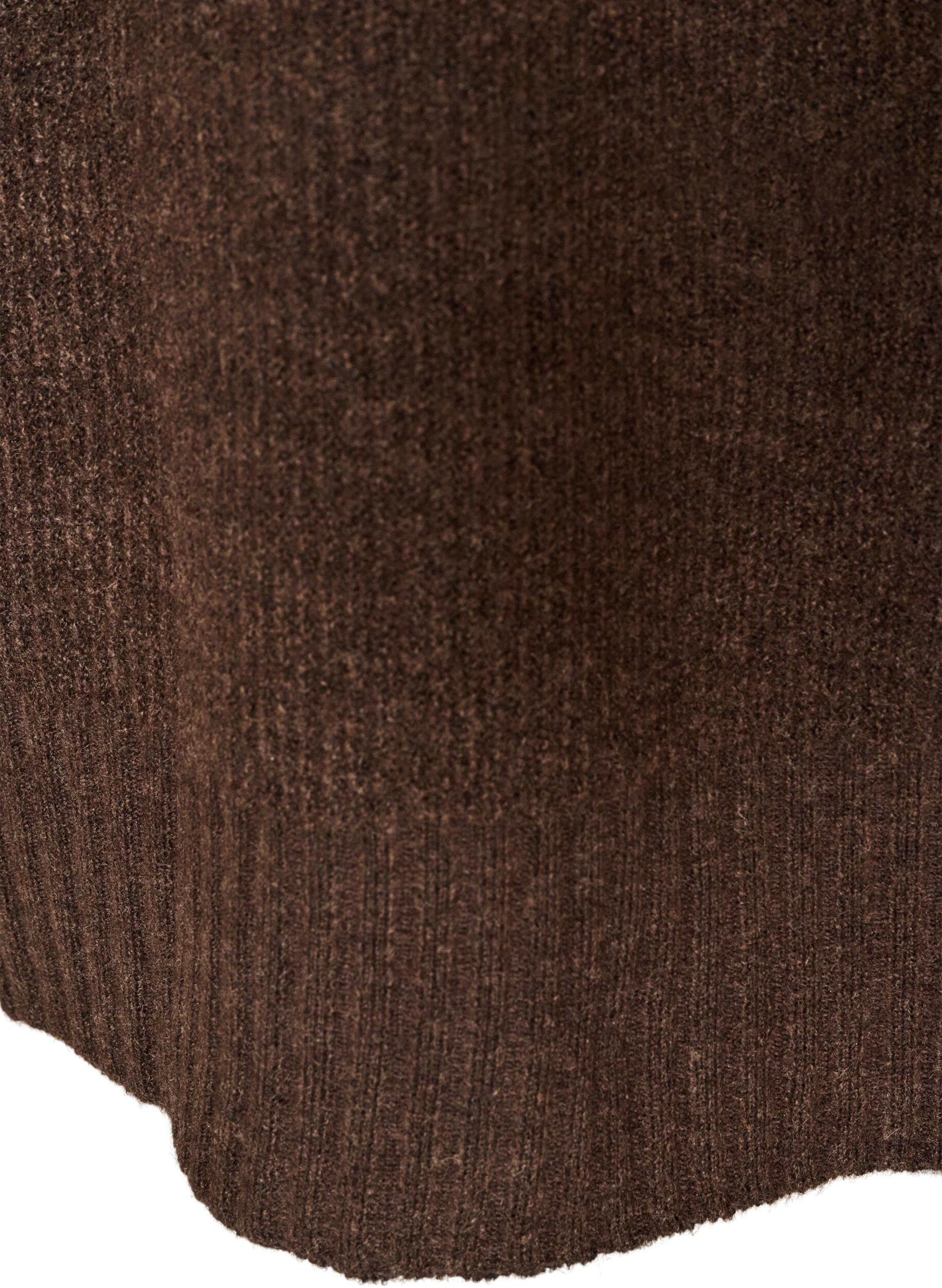 ZizziL&ouml;st stickad tr&ouml;ja med polokrage, Brun, Packshot image number 3