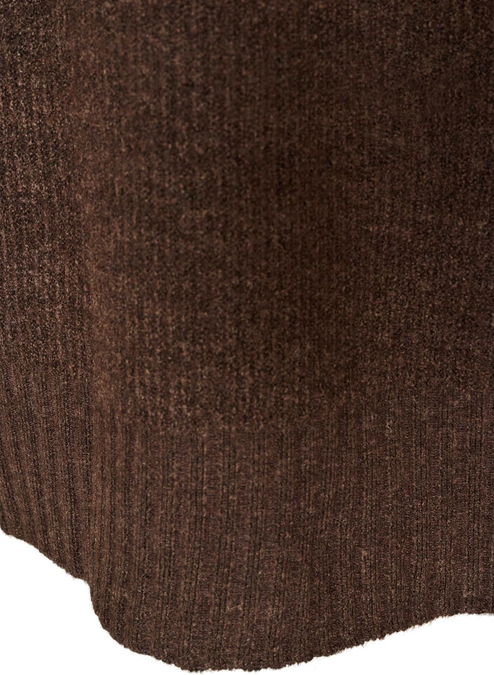 L&ouml;st stickad tr&ouml;ja med polokrage, Brun, Packshot image number 3
