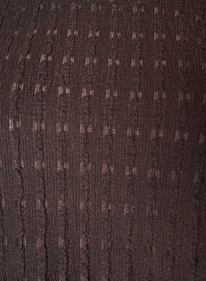 Strukturerad blus med volangkant, Brun, Packshot image number 2