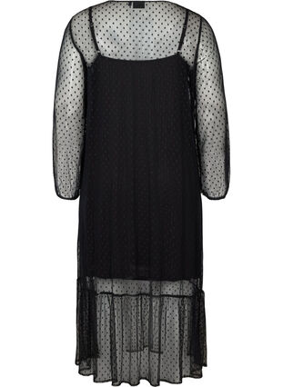 Lång transparent klänning med prickar, Black, Packshot image number 1