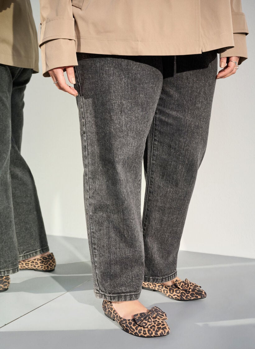 Wide fit - Ballerinaskor med rosett, Brun, Image image number 0