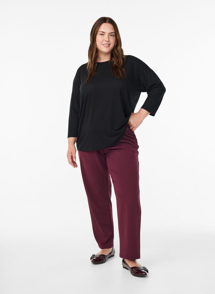 Jerseyblus med 3/4-&auml;rm, Svart, Model image number 1