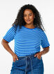 Randig t-shirt med ribbad struktur, Bl&aring;, Model image number 0