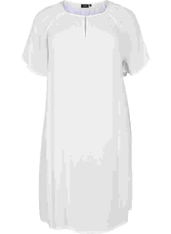 Kortärmad klänning i viskos, Bright White, Packshot image number 0