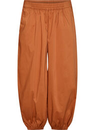 Ballongbyxor med fickor och res&aring;r i midjan, Brun