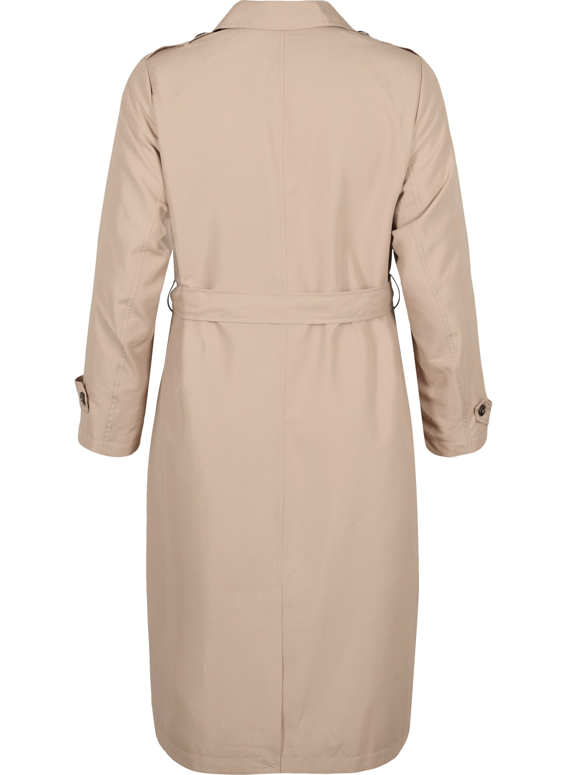 Zizzi L&aring;ng trenchcoat med sk&auml;rp, Nomad, Packshot image number 1