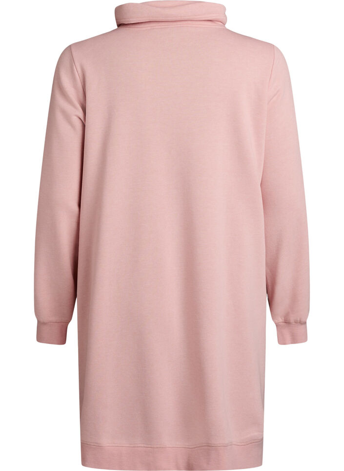 Kort sweatshirtkl&auml;nning med h&ouml;g krage och fickor, Rosa, Packshot image number 1