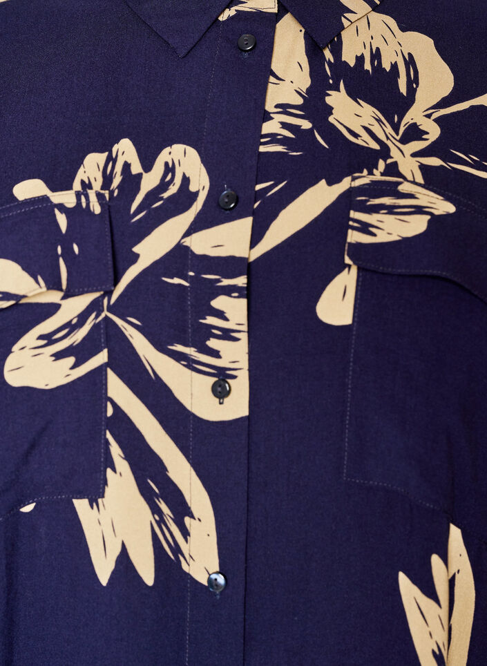 L&aring;ng skjortkl&auml;nning med korta &auml;rmar, Bl&aring;, Packshot image number 2