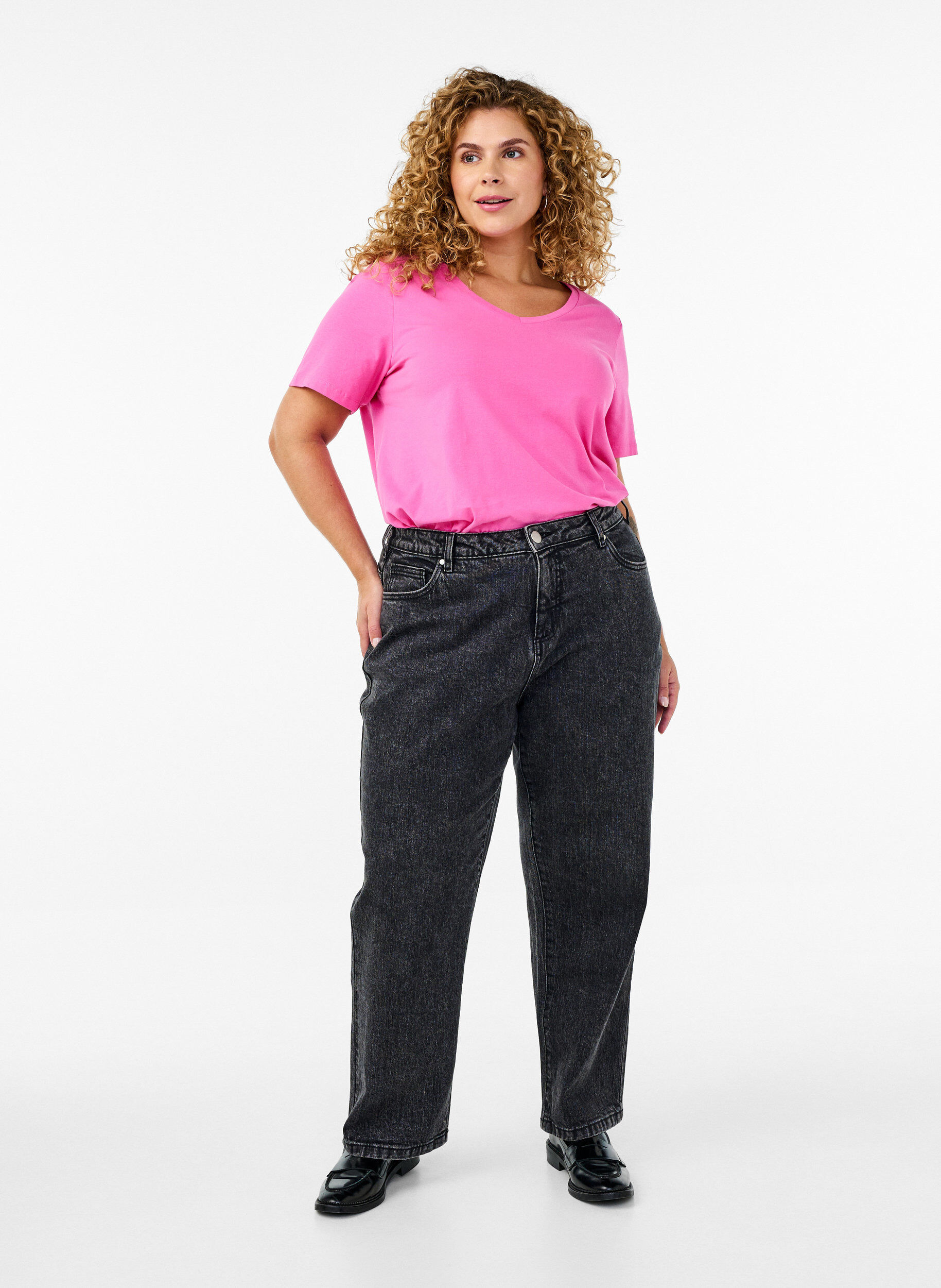 Zizzi Bas-t-shirt i bomull, Rosa, Model image number 1