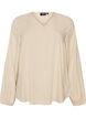 Blus i viskos med v-ringning och rundad nederkant, Beige, Packshot image number 0