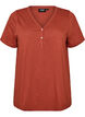 T-shirt med knappdetalj, Brun, Packshot image number 0
