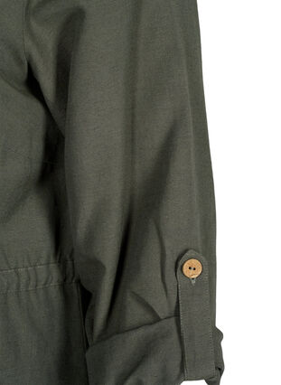 Skjorta i linneblandning med fickor, Thyme, Packshot image number 4