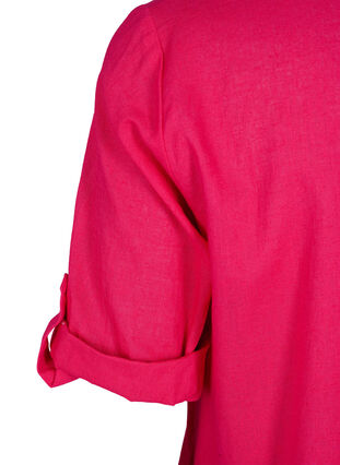 Kortärmad tunika i bomullsblandning med linne, Bright Rose, Packshot image number 3