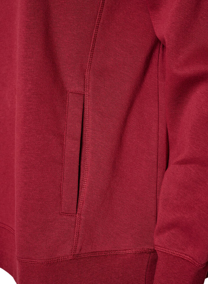 Sweatshirt med h&ouml;g krage och fickor, R&ouml;d, Packshot image number 3