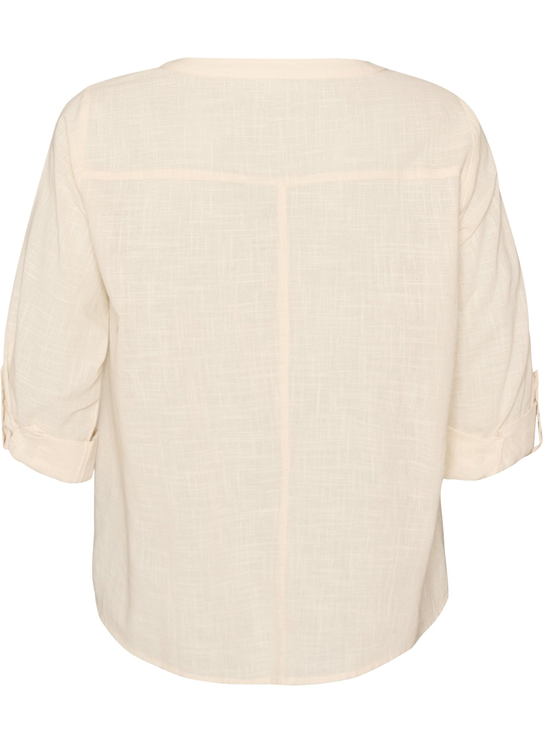 ZizziBomullsblus med v-ringning, Vanilla, Packshot image number 1