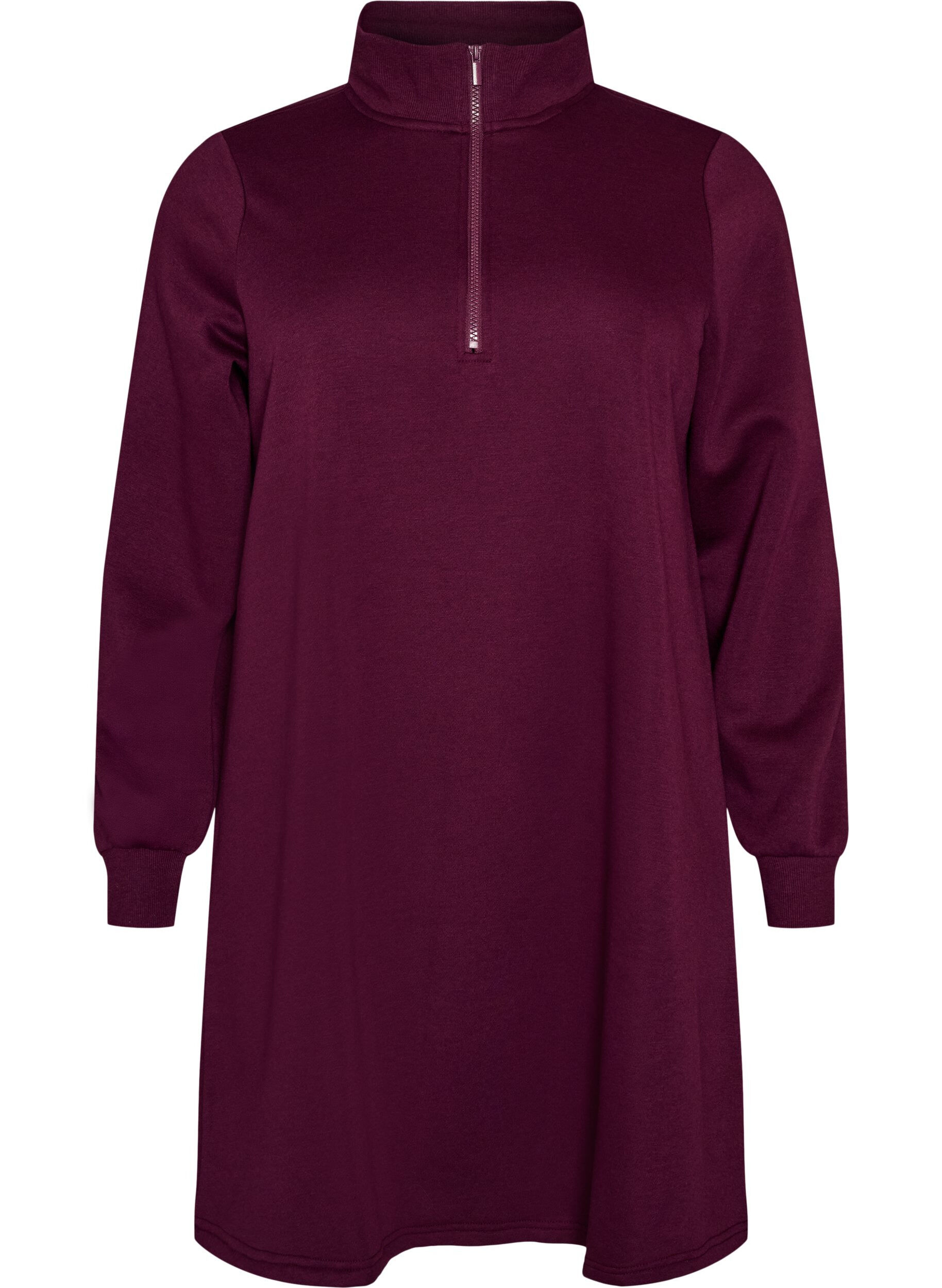 ZizziSweatshirtkl&auml;nning med h&ouml;g ribbad krage och dragkedja, Lila, Packshot image number 0