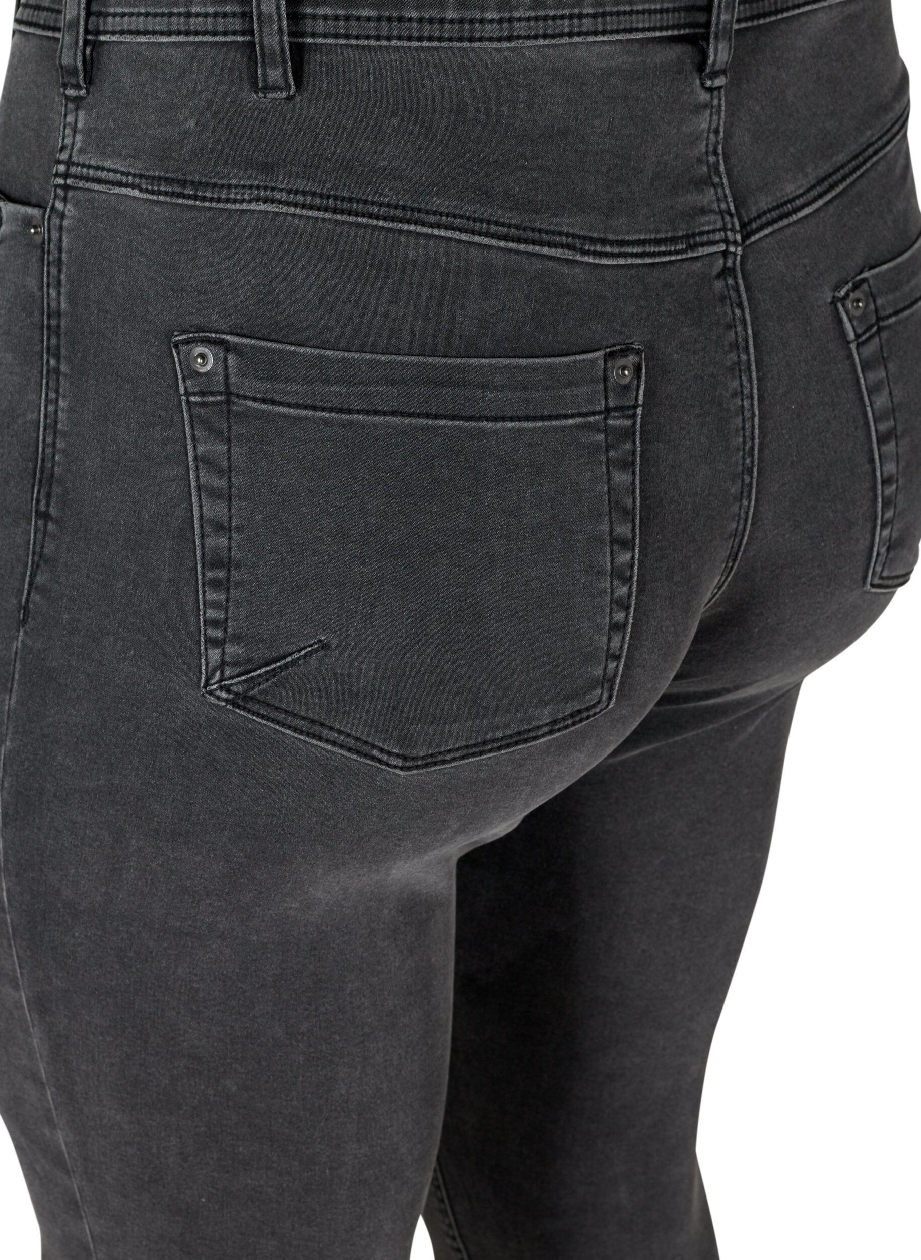 ZizziCroppade Amy jeans med blixtl&aring;s, Gr&aring;, Packshot image number 3