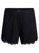 L&ouml;sa nattshorts med ribbstickad textur och spetskant, Svart, Packshot image number 0