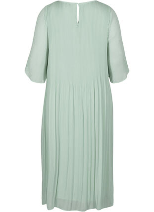 Plisserad klänning, Gray mist, Packshot image number 1