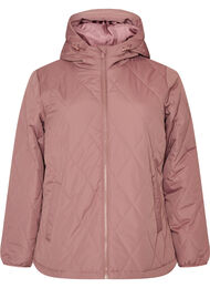 L&auml;tt vadderad jacka med diamantquilt, Rosa