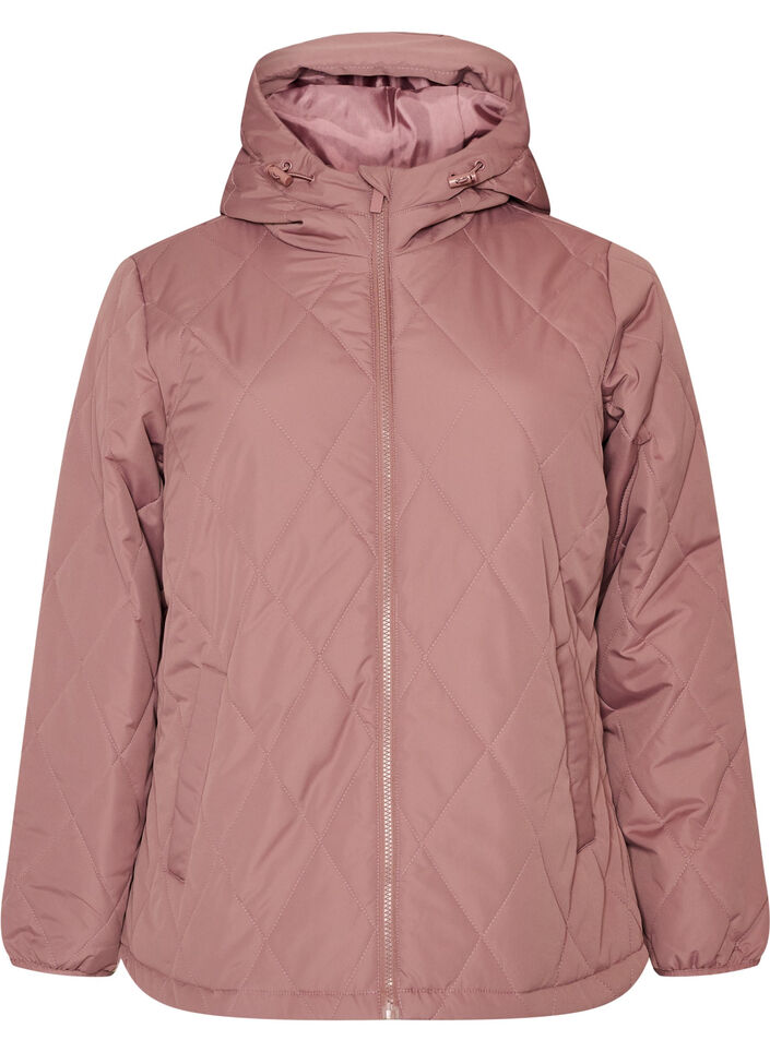 L&auml;tt vadderad jacka med diamantquilt, Rosa, Packshot image number 0