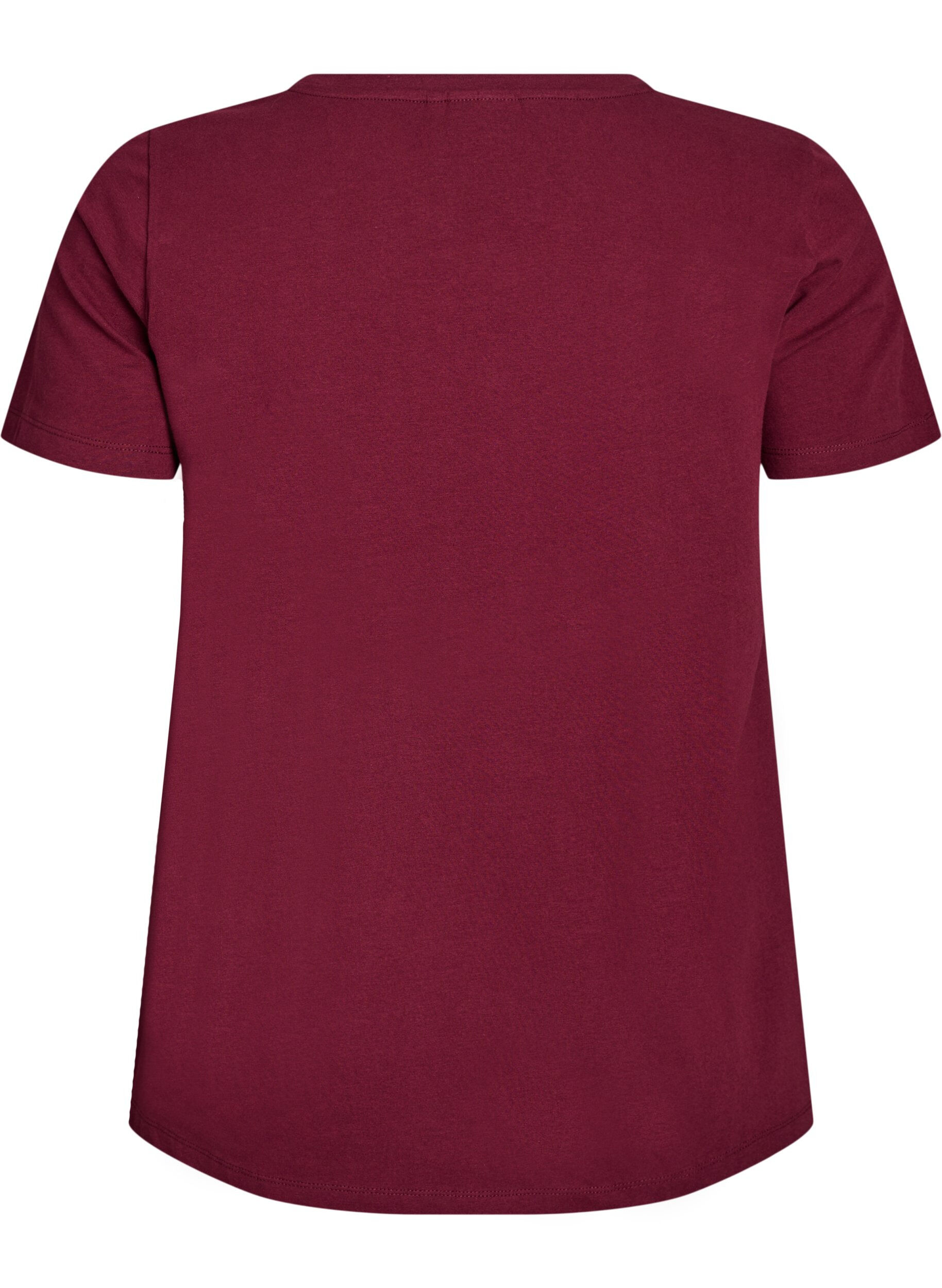 Zizzi Enf&auml;rgad bas-t-shirt i bomull, M&ouml;rk Bordeaux, Packshot image number 1