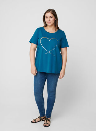 Kortärmad t-shirt med print, Blue Coral, Model image number 2