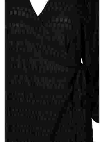 Omlottklänning med långa ärmar, Black, Packshot image number 2