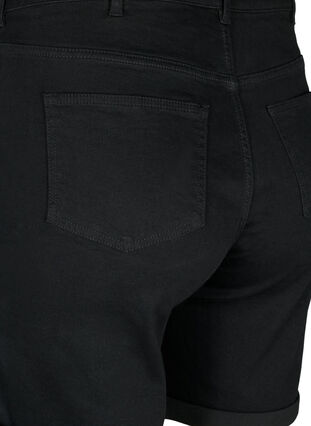 Åtsittande jeansshorts med hög midja, Black, Packshot image number 3