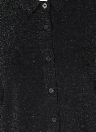 Skjorta med glitter och puffärmar, Black, Packshot image number 2