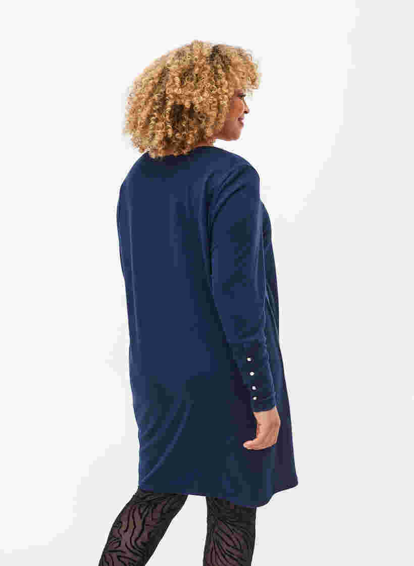 Tunika med långa ärmar och påsydda knappar, Navy Blazer, Model image number 1