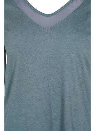 V-ringad t-shirt med meshdetaljer, Balsam Green, Packshot image number 2