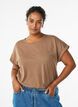 Kort&auml;rmad t-shirt i bomullsmix, Brun, Model image number 0