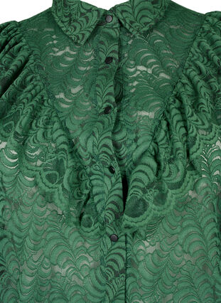 Skjortklänning med spets och volanger, Hunter Green, Packshot image number 2