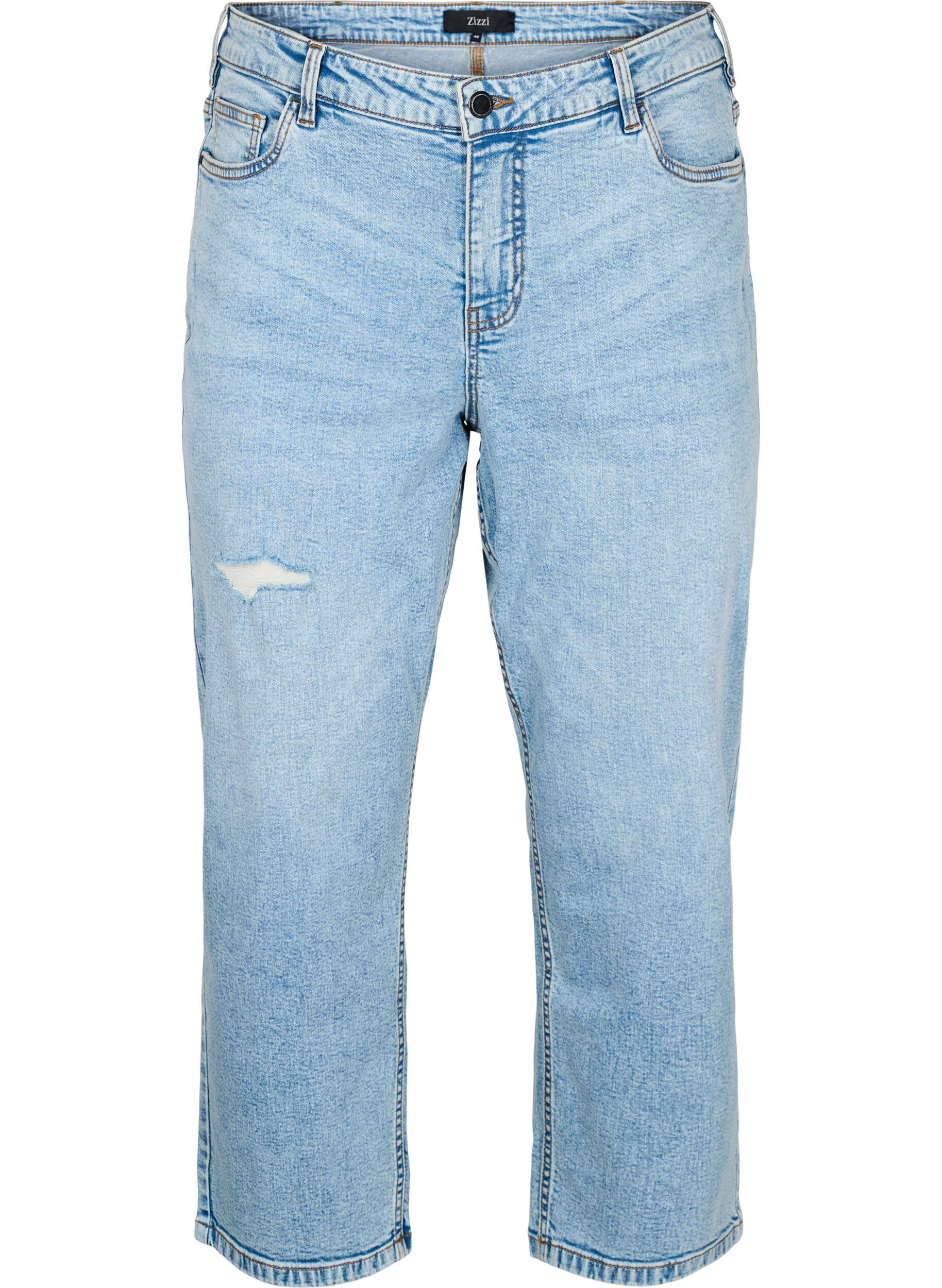 Croppade Vera-jeans med slitningar