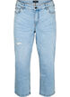 Croppade Vera-jeans med slitningar, Bl&aring;, Packshot image number 0