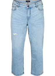 Croppade Vera-jeans med slitningar, Bl&aring;