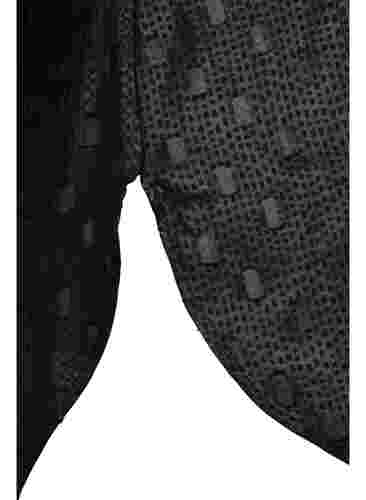 Tunika med textur, långa ärmar och v-ringning, Black, Packshot image number 3