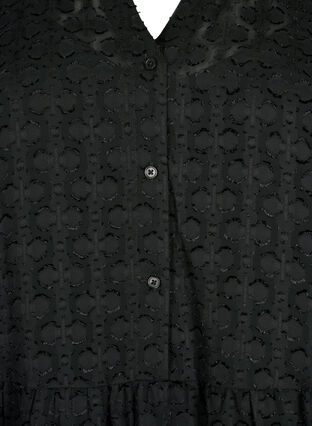 Jacquardklänning med volangkrage, Black, Packshot image number 2