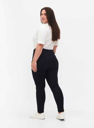 Super slim Amy jeans med hög midja, Unwashed, Model image number 1