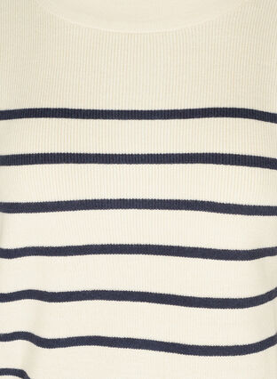 Randig stickad tröja med ballongärmar, Birch W/Navy stripes, Packshot image number 2