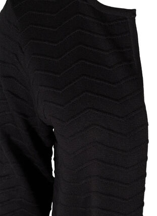 Lång stickad cardigan med mönster, Black, Packshot image number 2